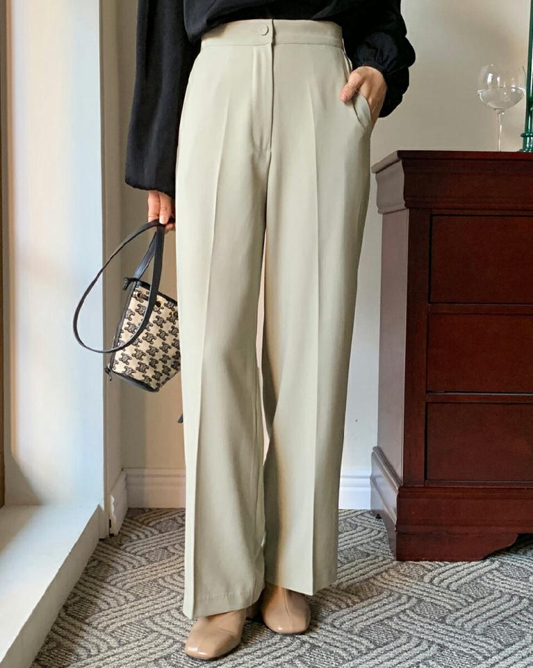 ストライプテクスチャーワイドスラックス・全2色・t66508 レディース 【pt】韓国ファッション ボトムス ロング ロングパンツ スラックスパンツ スラックス ストライプ ハイウエスト ワイド シンプル カジュアル フェミニン 秋 冬