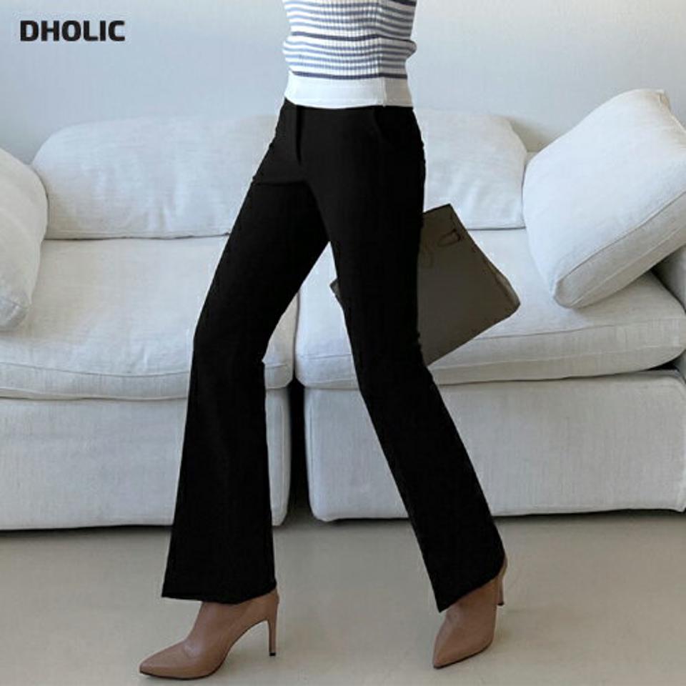 ツーボタンフレアスラックス・全3色・t71531 レディース 【pt】スラックス パンツ ズボン ロングパンツ 長ズボン フレアパンツ 単色 無地 シンプル 大人 オフィスカジュアル 秋 冬 春 韓国ファッション ハイホリHIHOLLI