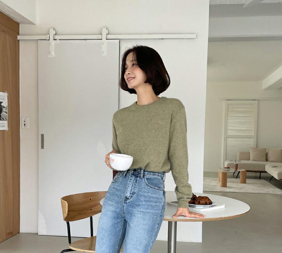 フォックスファー混ラウンドニット・全4色・t66098 レディース 【tops】韓国ファッション トップス ニット 大人 長袖 ラウンドネック フォックスファー混 ウール混 無地 シンプル 高級感 上品 フェミニン カジュアル 秋 冬