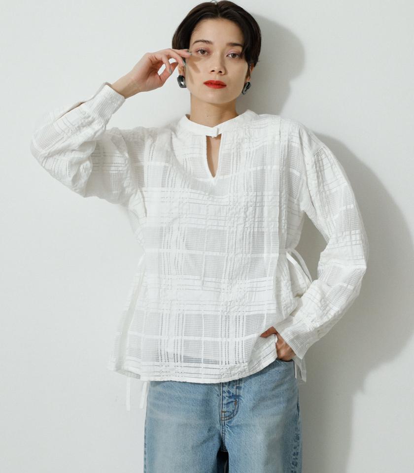 SHEER CHECK BLOUSE/シアーチェックブラウス