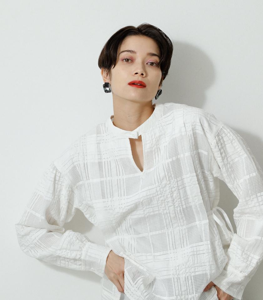 SHEER CHECK BLOUSE/シアーチェックブラウス