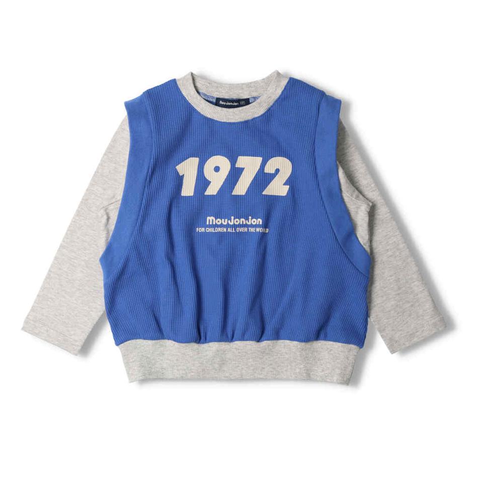 ロゴプリントワッフルベスト付長袖Ｔシャツ