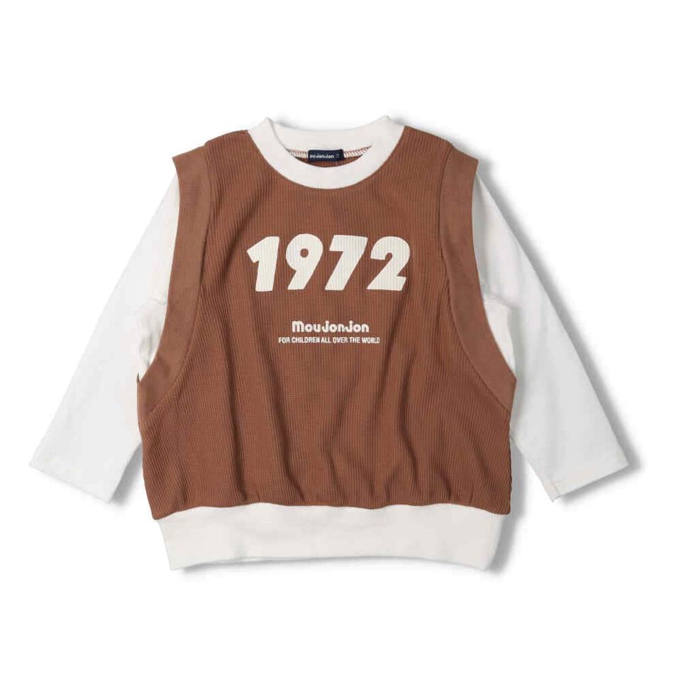 ロゴプリントワッフルベスト付長袖Ｔシャツ