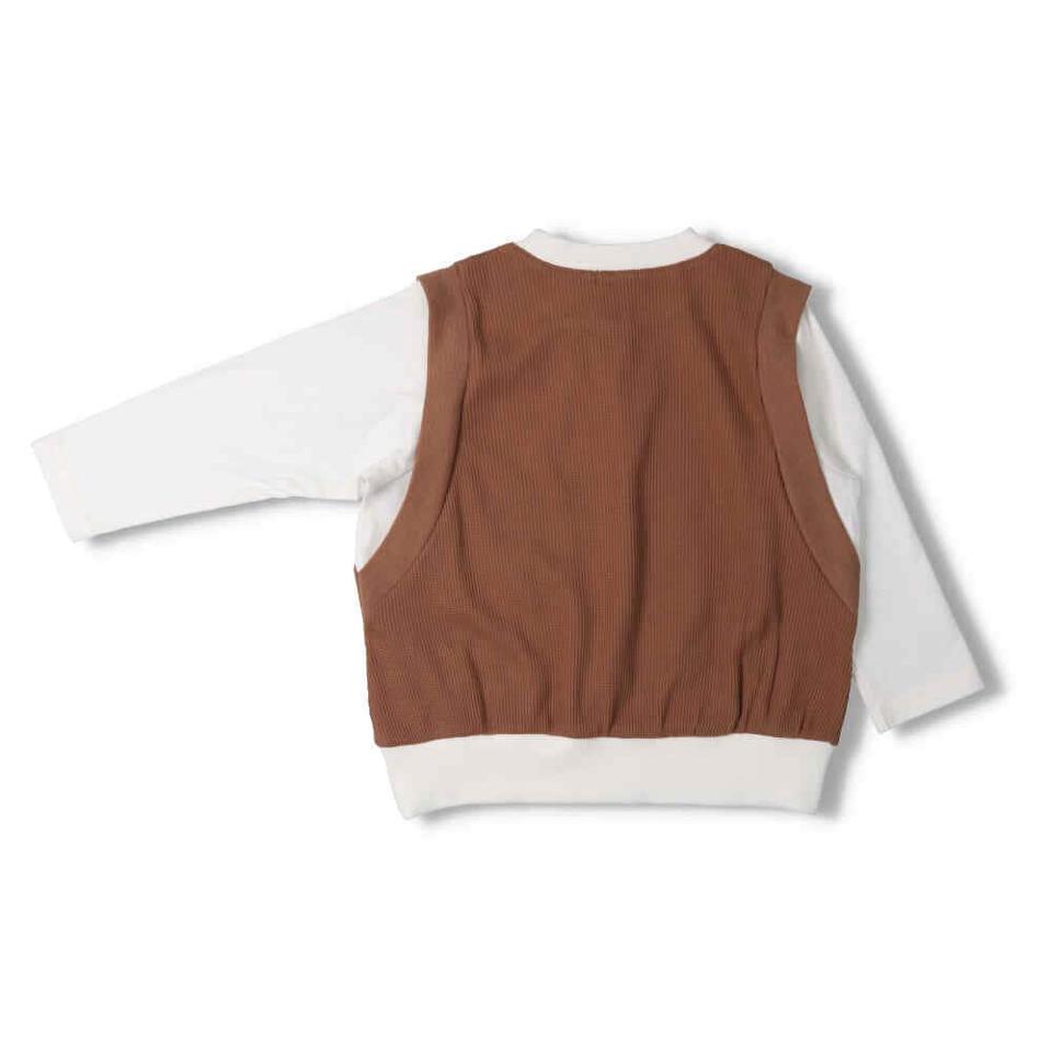 ロゴプリントワッフルベスト付長袖Ｔシャツ