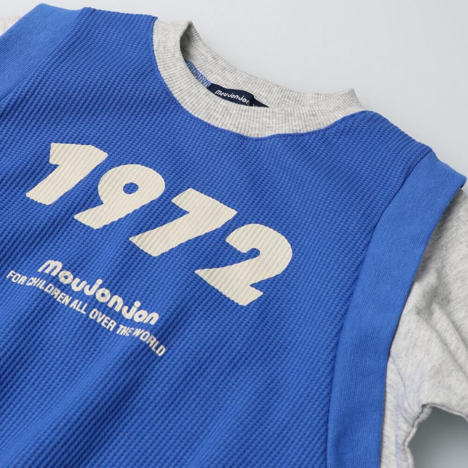 ロゴプリントワッフルベスト付長袖Ｔシャツ