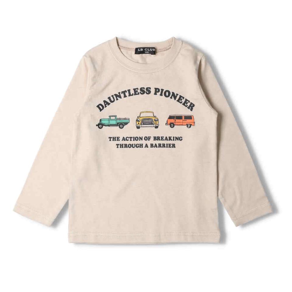 くま・ロゴ・車プリント長袖Ｔシャツ