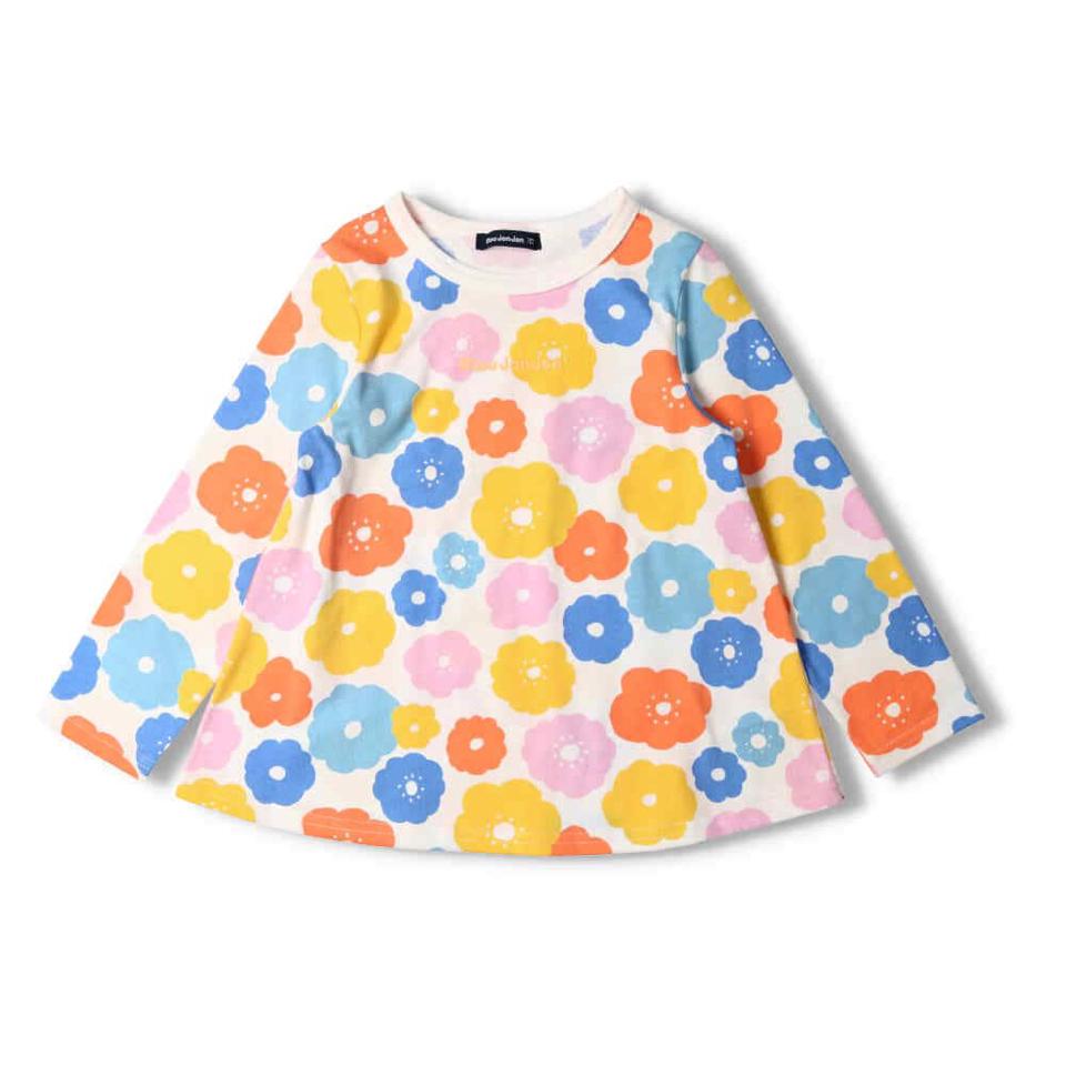 花柄綿縁長袖Ｔシャツ