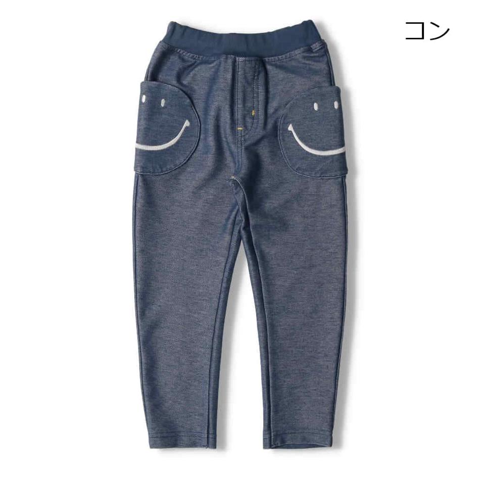 スマイルマークデニムニットパンツ
