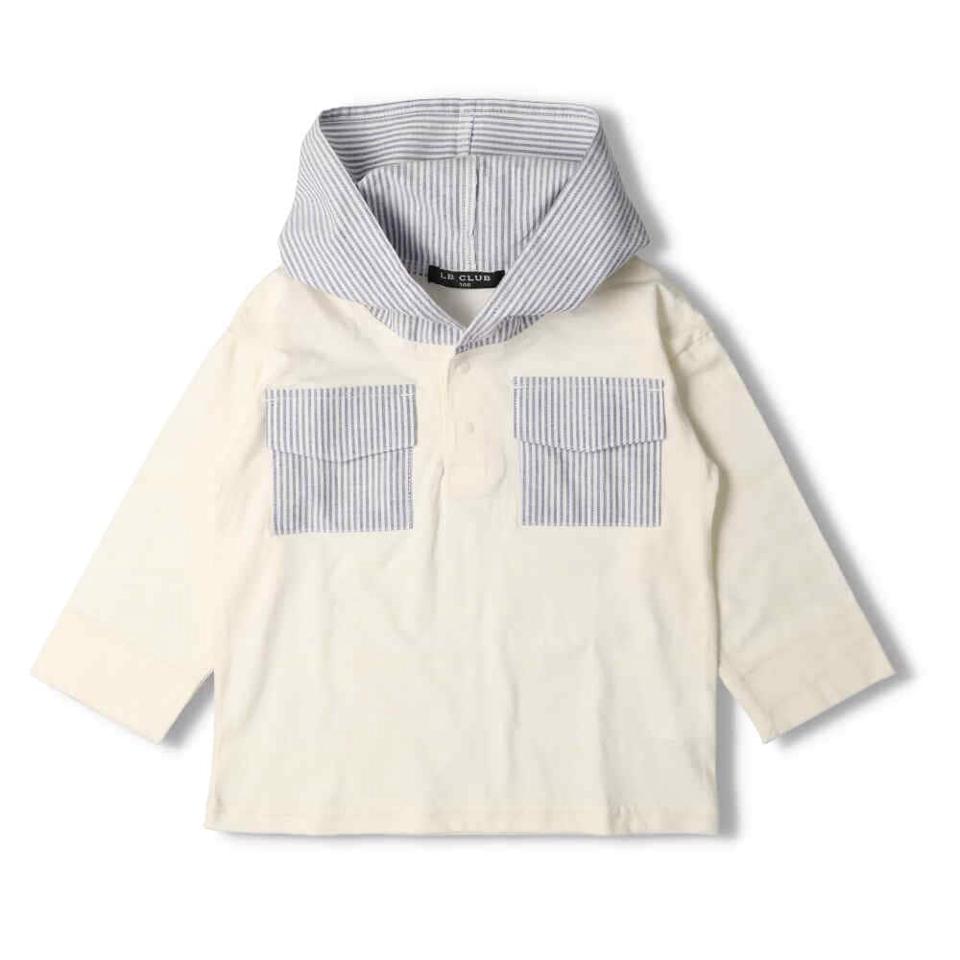 フード付きストライプ柄配色Ｔシャツ