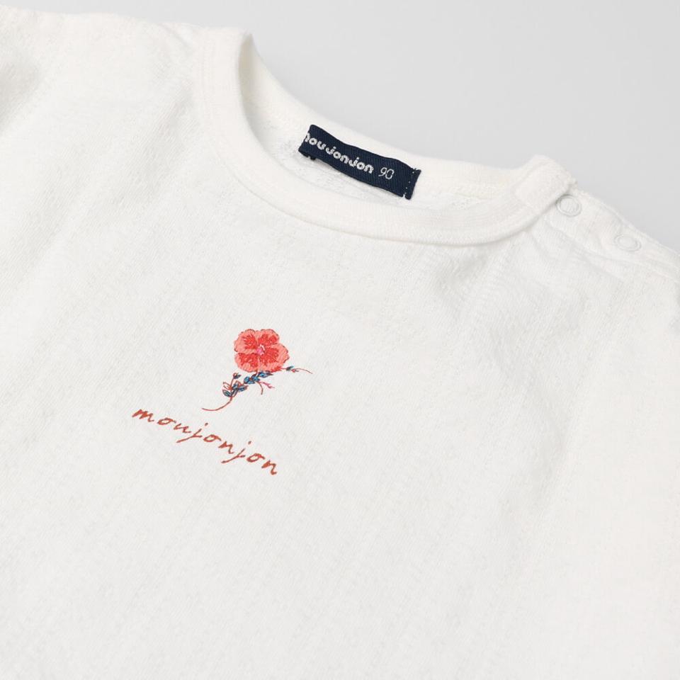 肩フリルお花プリント長袖Ｔシャツ