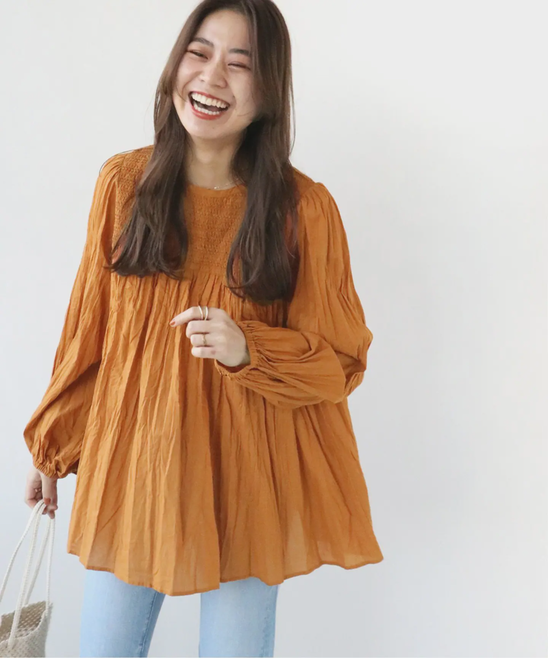 コットンボイルクリンクルシャーリングブラウス◆（JOURNAL STANDARD relume）