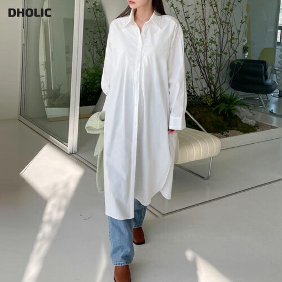ストラップ付ロングシャツワンピース・全3色・t00058 レディース 【ops】ワンピース ロング丈 ロングワンピース シャツワンピース 長袖 ストラップ シャツ 単色 無地 シンプル 大人 爽やか カジュアル 春 秋 韓国ファッション ハイホリHIHOLLI