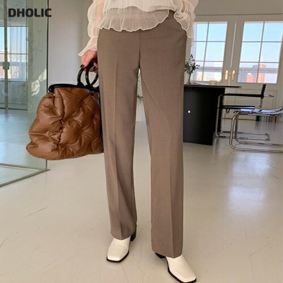 ワイドスラックス・全3色・t00067 レディース 【pt】スラックス パンツ ズボン ロングパンツ 長ズボン ワイド 単色 無地 シンプル 大人 ストレート センタ—プレス オフィスカジュアル 秋 冬 春 韓国ファッション ハイホリHIHOLLI