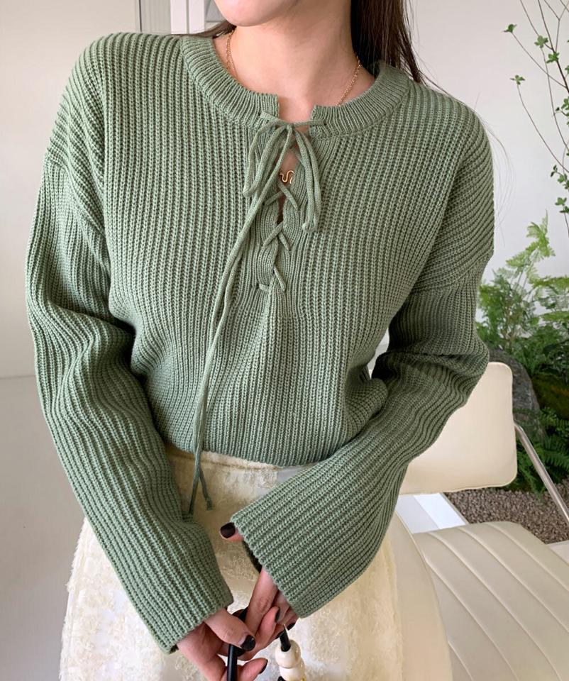 【只今10%OFF】ストラップ付ルーズフィットニット・全3色・b00053 レディース 【tops】トップス ニット 長袖 りぼん カラーニット ストラップ カジュアル ラフ 秋 冬 韓国ファッション ハイホリHIHOLLI【ニットセール】