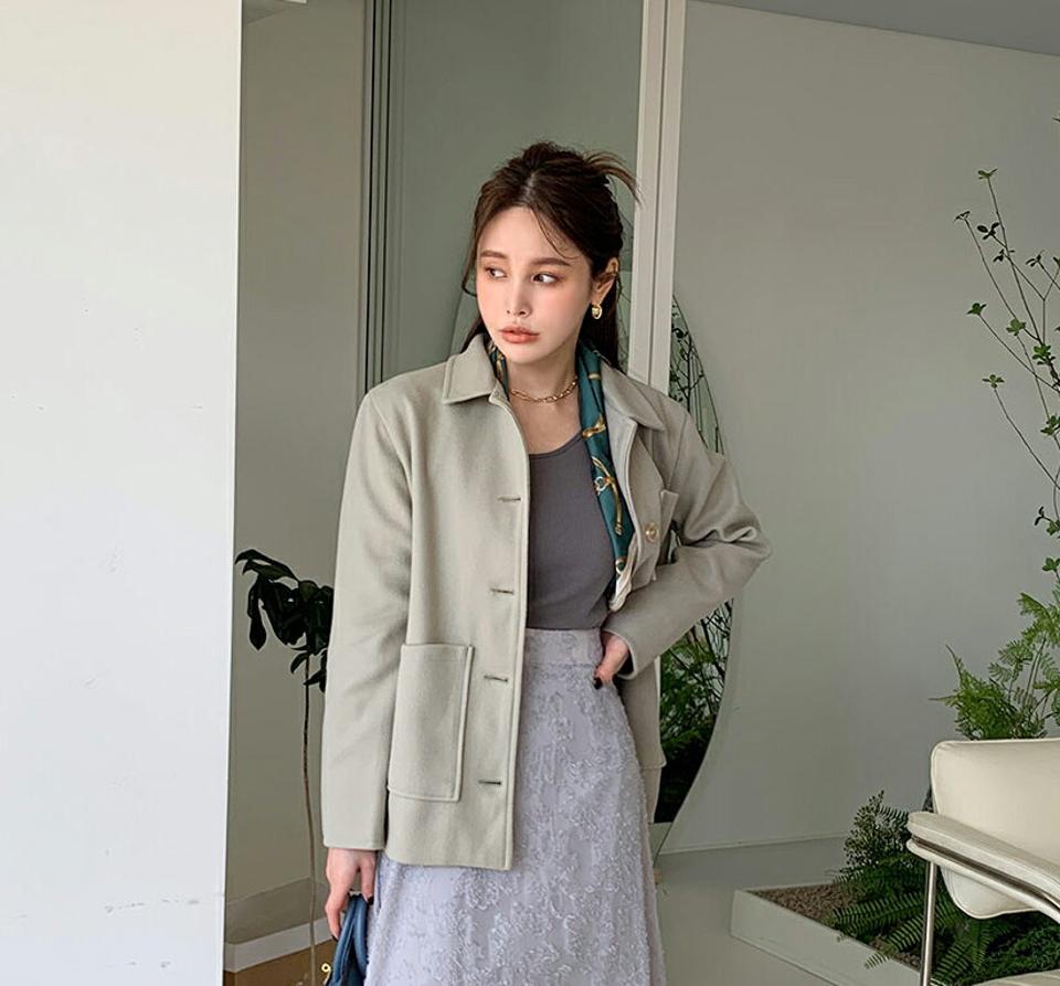 3ポケットシャツ・全3色・t00116 レディース 【bl】トップス シャツ 長袖 単色 無地 シンプル ベーシック 大人 きれいめ 秋 冬 韓国ファッション ハイホリHIHOLLI