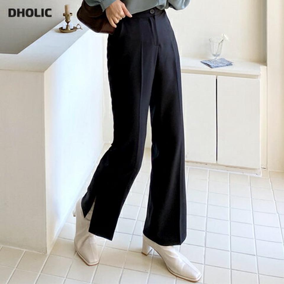 サイドスリットスラックス・全2色・t66264 レディース 【pt】韓国ファッション ボトムス ロング ロングパンツ スラックスパンツ スラックス スリット センタープレス 無地 シンプル フェミニン カジュアル 秋 冬