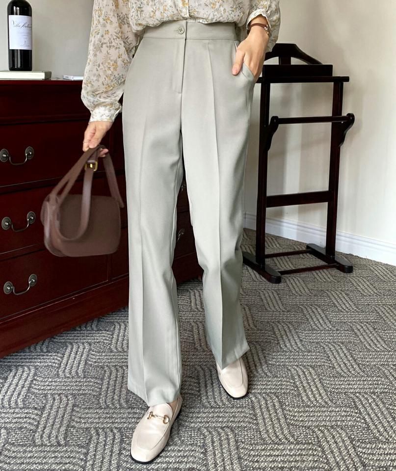 サイドスリットスラックス・全2色・t66264 レディース 【pt】韓国ファッション ボトムス ロング ロングパンツ スラックスパンツ スラックス スリット センタープレス 無地 シンプル フェミニン カジュアル 秋 冬