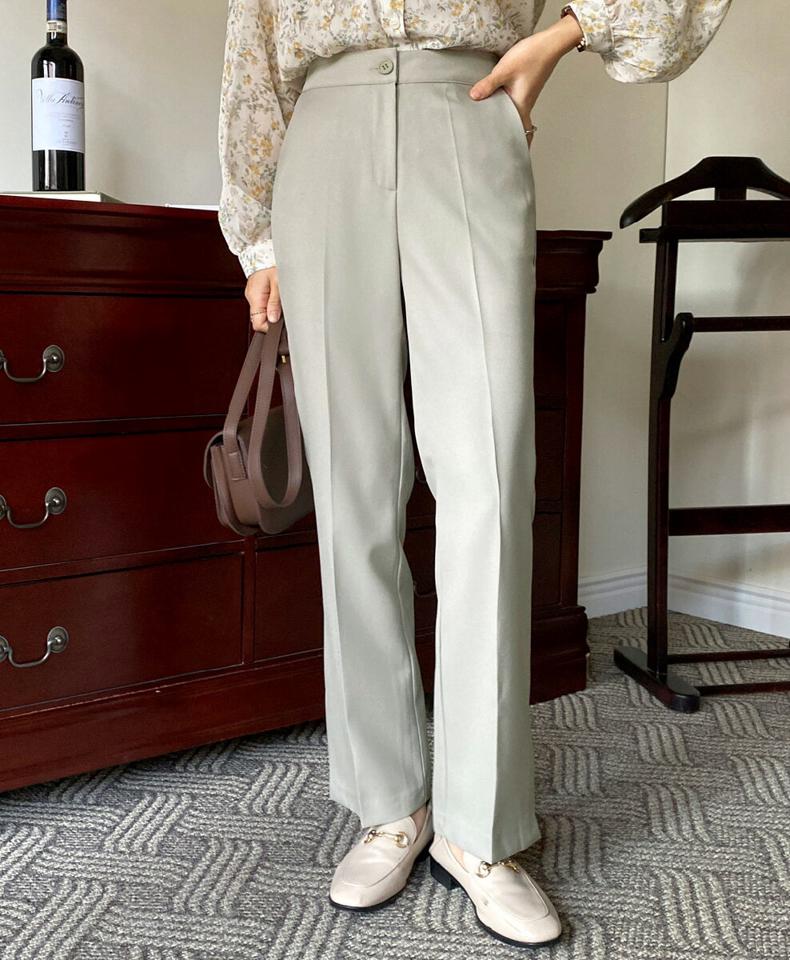 サイドスリットスラックス・全2色・t66264 レディース 【pt】韓国ファッション ボトムス ロング ロングパンツ スラックスパンツ スラックス スリット センタープレス 無地 シンプル フェミニン カジュアル 秋 冬