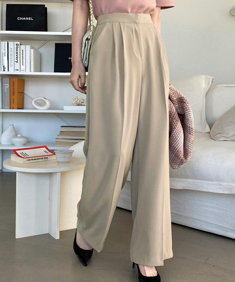 ツータックワイドスラックス・全3色・t71538 レディース 【pt】スラックス パンツ ズボン ロングパンツ 長ズボン タック ワイドパンツ 単色 無地 シンプル ベーシック 大人 オフィスカジュアル 秋 冬 春 韓国ファッション ハイホリHIHOLLI