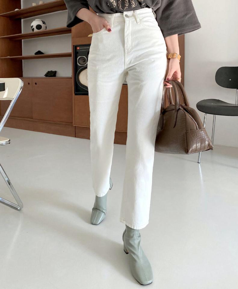 コットンストレートパンツ・全2色・b66535 レディース 【pt】韓国ファッション ボトムス ロング ロングパンツ コットン ストレートパンツ ハイウエスト 無地 ベーシック シンプル 体型カバー フェミニン カジュアル 秋 冬