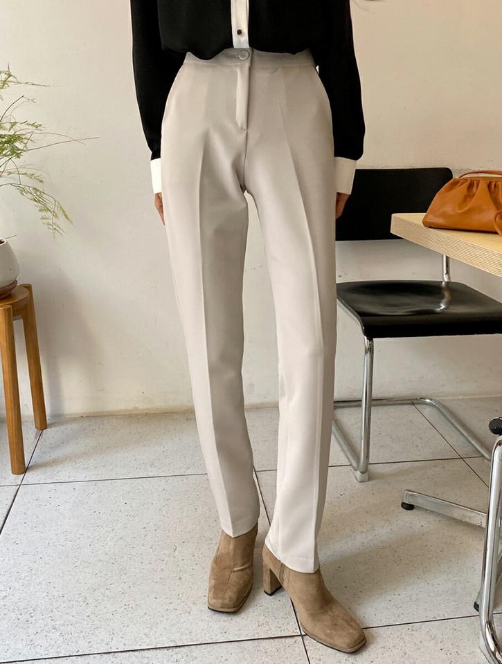 ハイウエストスリムスラックス・全4色・t63239 レディース 【pt】韓国ファッション ボトムス ロング ロングパンツ スラックスパンツ スラックス ウール混 ハイウエスト スリム 無地 ベーシック シンプル カジュアル 秋 冬