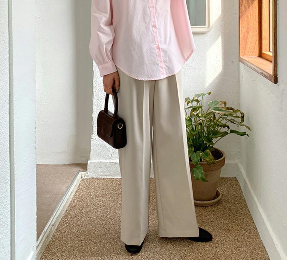 ワイドバックゴムスラックス・全3色・t65274 レディース 【pt】韓国ファッション ボトムス ロング ロングパンツ スラックスパンツ スラックス ワイド ストレート ハイウエスト バックゴム 無地 シンプル 体型カバー カジュアル 秋 冬