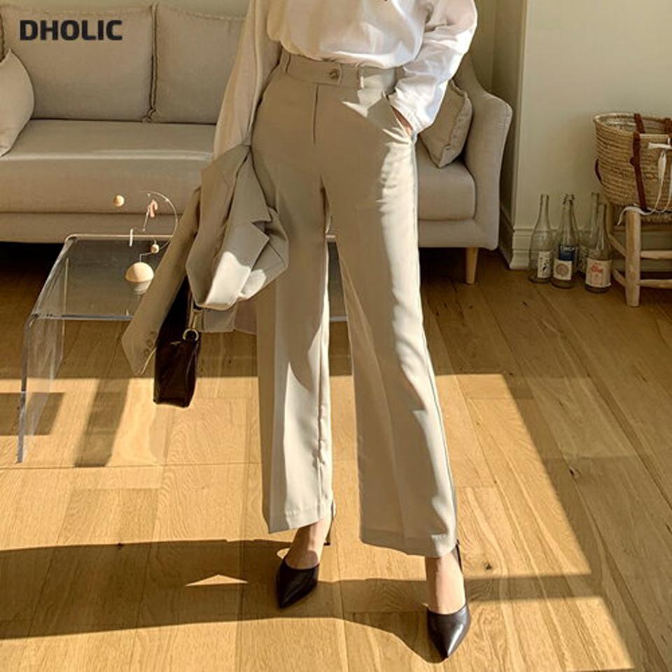 ボタンワイドスラックス・全2色・t00031 レディース 【pt】韓国ファッション ボトムス ロング ロングパンツ スラックスパンツ スラックス ボタン ワイド ハイウエスト 無地 ベーシック シンプル 体型カバー カジュアル 秋 冬