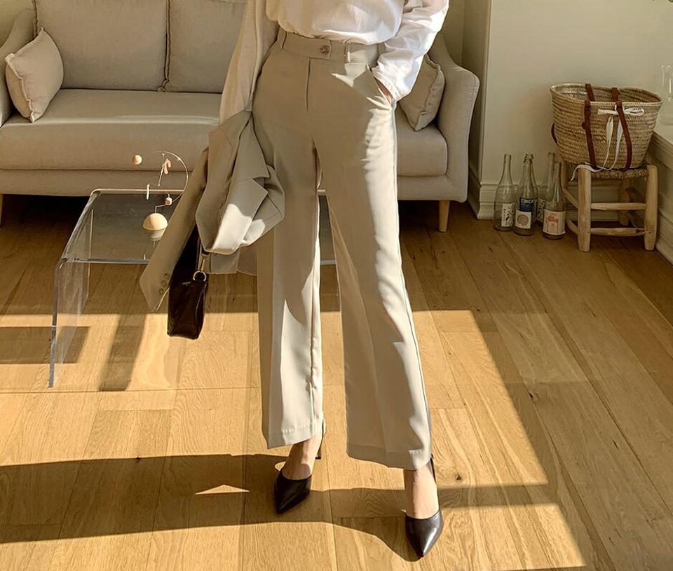 ボタンワイドスラックス・全2色・t00031 レディース 【pt】韓国ファッション ボトムス ロング ロングパンツ スラックスパンツ スラックス ボタン ワイド ハイウエスト 無地 ベーシック シンプル 体型カバー カジュアル 秋 冬