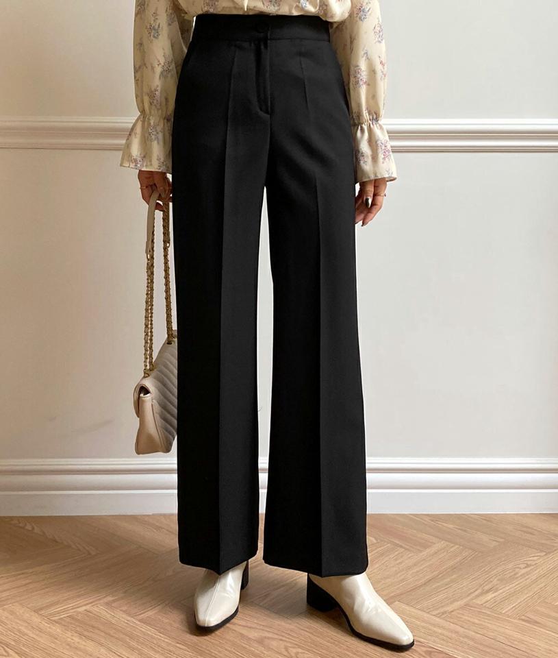 ストレートスラックス・全2色・t65273 レディース 【pt】韓国ファッション ボトムス ロング ロングパンツ スラックスパンツ スラックス ストレート ダーツ シック 無地 シンプル カジュアル デイリー 秋 冬