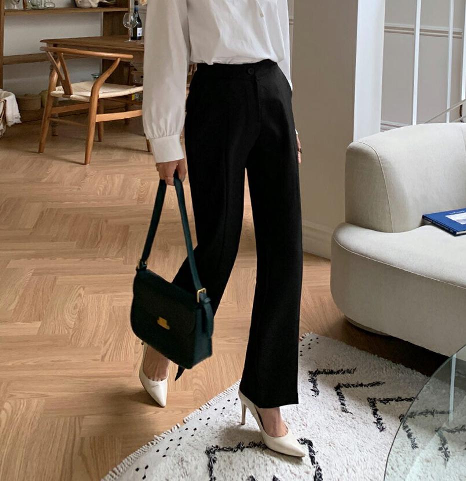 スリットスラックス・全2色・t65287 レディース 【pt】韓国ファッション ボトムス ロング ロングパンツ スラックスパンツ スラックス スリット ポケット ストレート 無地 シンプル カジュアル 秋 冬