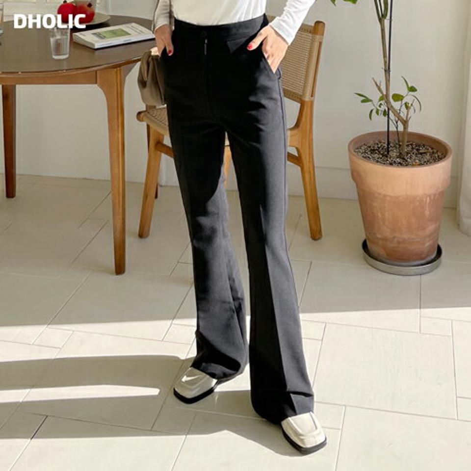 フレアロングスラックス・全3色・t66138 レディース 【pt】韓国ファッション ボトムス ロング ロングパンツ スラックスパンツ スラックス フレア ハイウエスト センタープレス 無地 シンプル 体型カバー フェミニン カジュアル 秋 冬