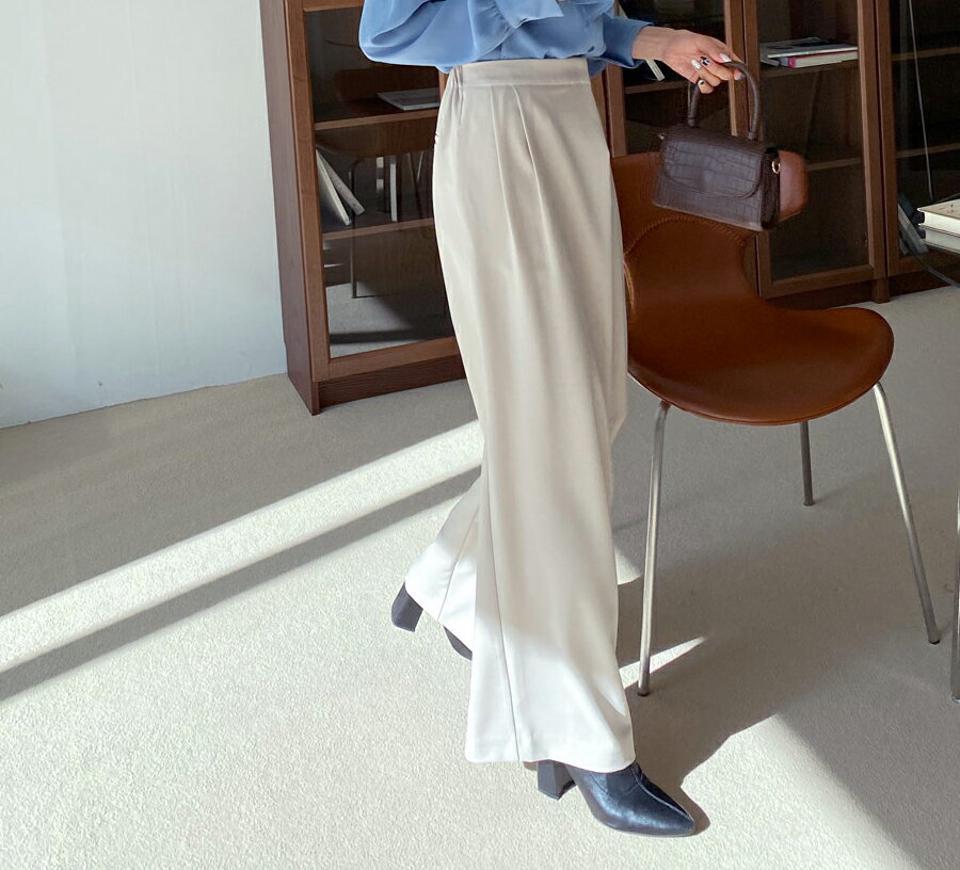 アンバランスワイドスラックス・全2色・t65315 レディース 【pt】韓国ファッション ボトムス ロング ロングパンツ スラックスパンツ スラックス ツータック ハイウエスト 無地 シンプル 体型カバー フェミニン カジュアル 秋 冬