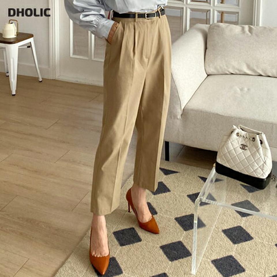 コットンタックパンツ・全2色・t00108 レディース 【pt】韓国ファッション ボトムス ロング ロングパンツ コットンパンツ ツータック テーパード ハイウエスト 無地 シンプル 体型カバー フェミニン カジュアル 高級感 秋 冬