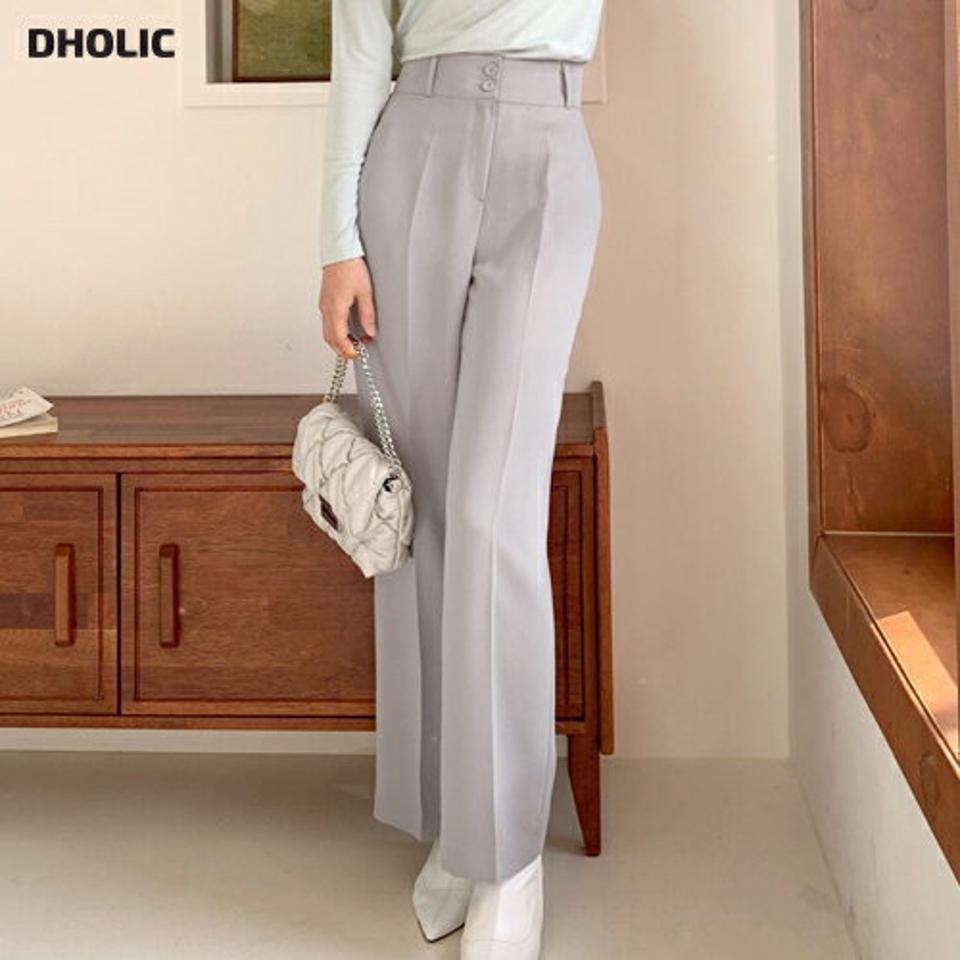 2ボタンストレートスラックス・全2色・t01935 レディース 【pt】韓国ファッション ボトムス パンツ ロング ロングパンツ スラックスパンツ 2ボタン ストレート デイリー ハイウエスト 無地 シンプル 足長 体型カバー 秋 冬 NIJU