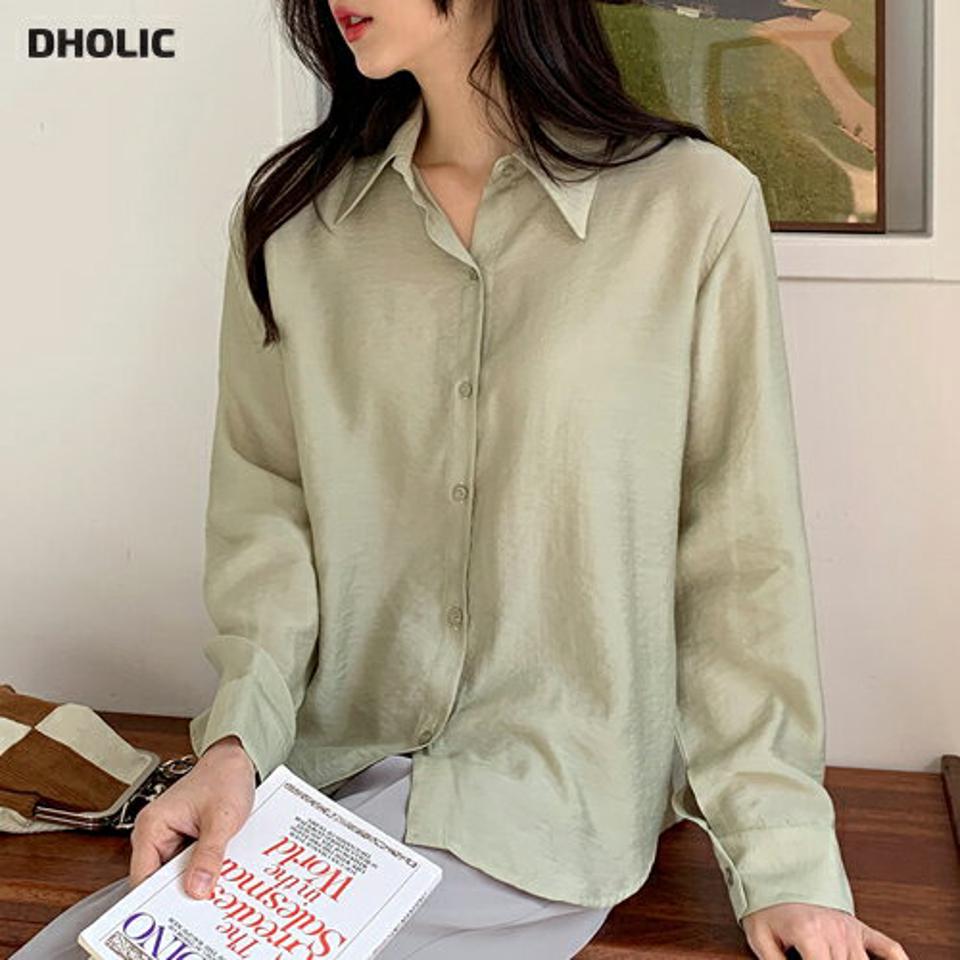 ラウンドヘムシャツ・全3色・t01923 レディース 【bl】韓国ファッション トップス シャツ 長袖 カラーネック ラウンドヘム ボタン フェミニン 大人 上品 体型カバー 無地 ベーシック シンプル カジュアル 秋 冬 NIJU