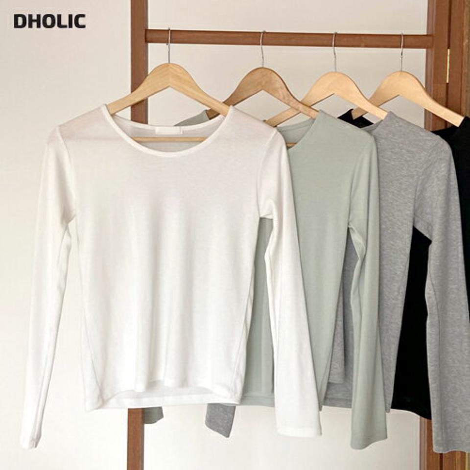 Uネック長袖Tシャツ・全4色・t01897 レディース 【tops】韓国ファッション トップス Tシャツ 長袖 Uネック レーヨン混 無地 ベーシック シンプル フェミニン 体型カバー カジュアル デイリー 秋 冬 NIJU