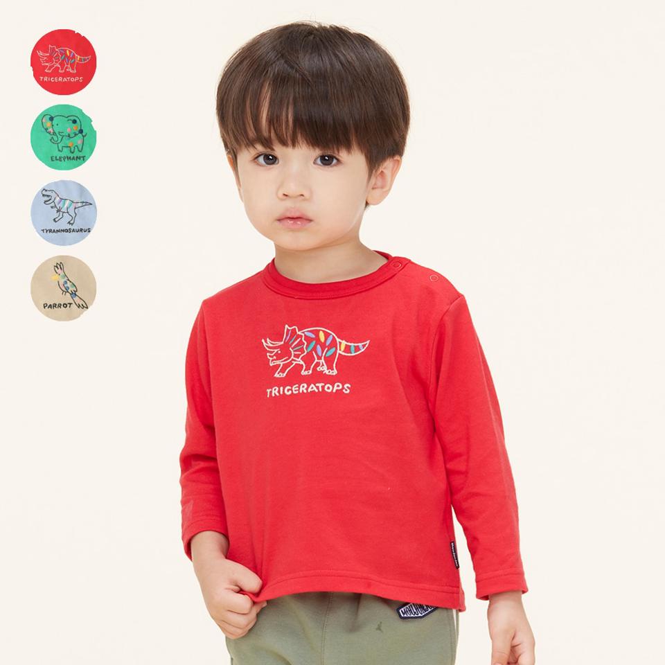 恐竜・動物刺繍長袖Ｔシャツ