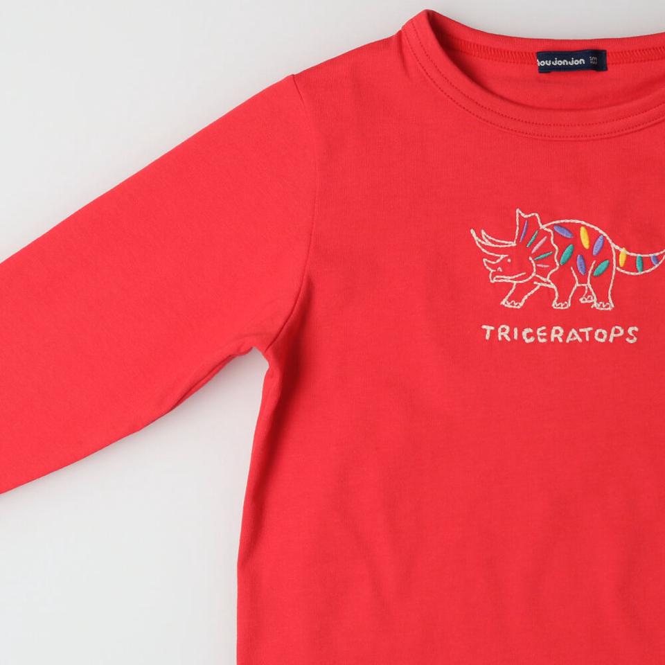 恐竜・動物刺繍長袖Ｔシャツ