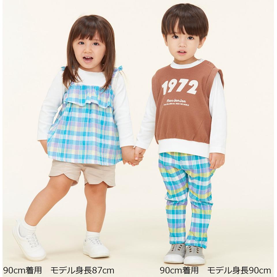 チェック柄キャミチュニックTシャツ