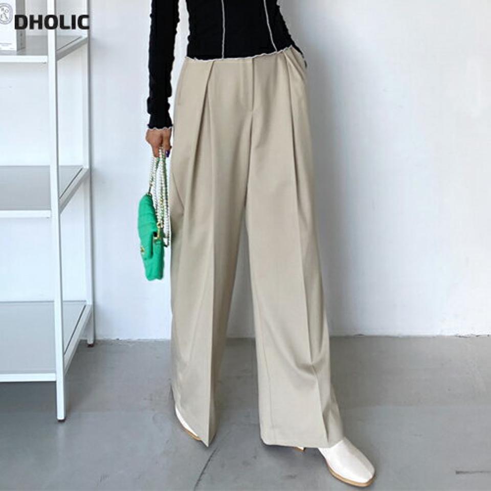 ハイウエストタックワイドスラックス・全3色・t66333 レディース 【pt】韓国ファッション ボトムス ロング ロングパンツ スラックスパンツ スラックス ハイウエスト タック ワイド 無地 シンプル 体型カバー フェミニン カジュアル 秋 冬