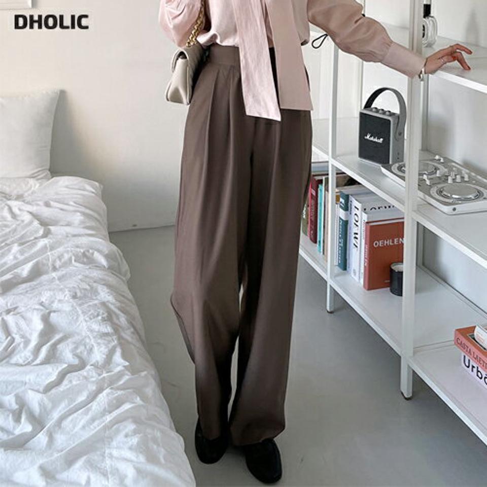 ベルクロワイドスラックス・全3色・t66335 レディース 【pt】韓国ファッション ボトムス ロング ロングパンツ スラックスパンツ スラックス ハイウエスト ベルクロ ワイド ツータック 無地 シンプル 体型カバー フェミニン カジュアル 秋 冬