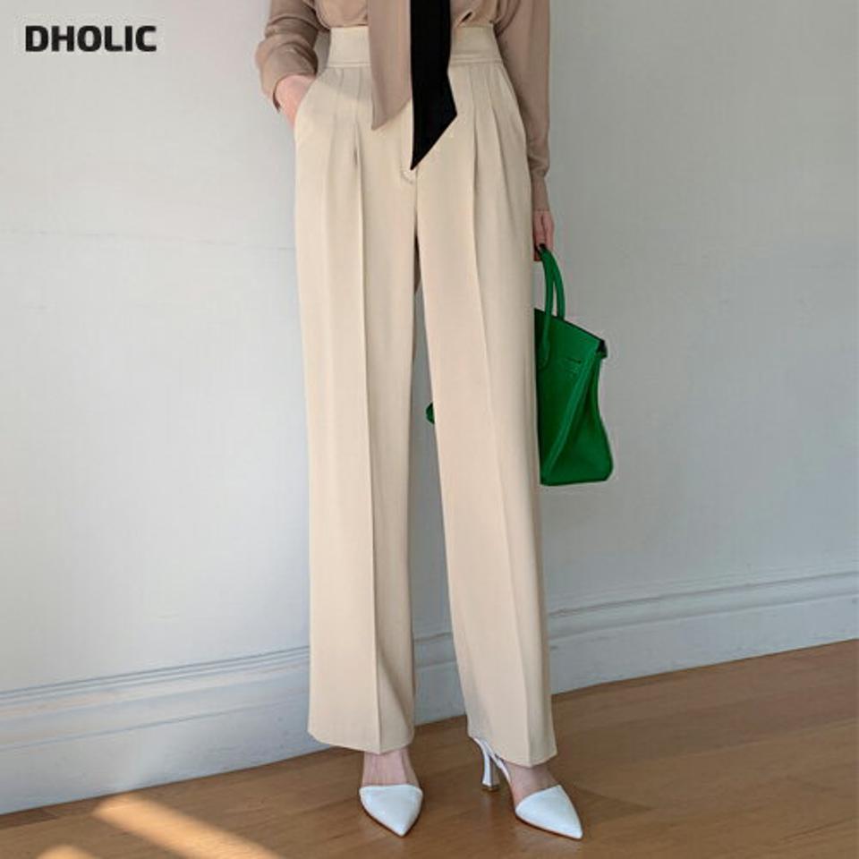 ツータックワイドスラックス・全3色・t00118 レディース 【pt】スラックス パンツ ズボン ロングパンツ タック オフィスカジュアル 単色 無地 シンプル ベーシック 大人 きれいめ 春 秋 冬 韓国ファッション ハイホリHIHOLLI