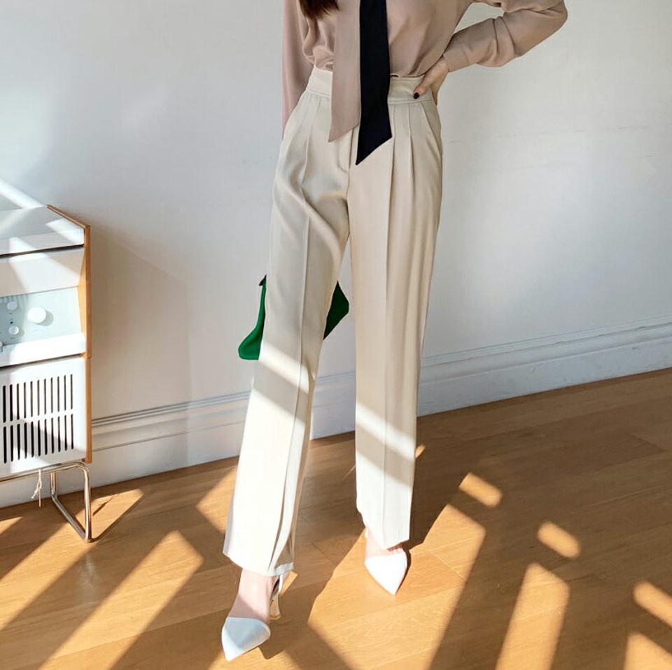 ツータックワイドスラックス・全3色・t00118 レディース 【pt】スラックス パンツ ズボン ロングパンツ タック オフィスカジュアル 単色 無地 シンプル ベーシック 大人 きれいめ 春 秋 冬 韓国ファッション ハイホリHIHOLLI