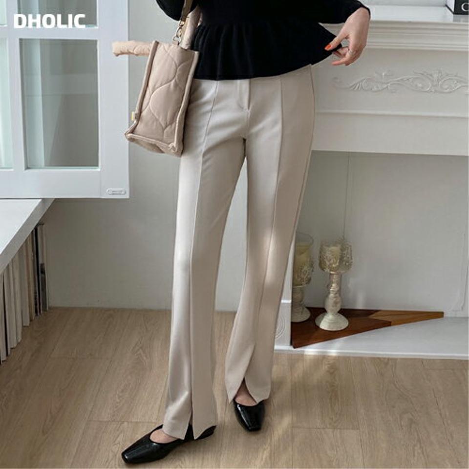 ≪人気商品再入荷≫フロントスリットスラックス・全2色・t71613 レディース 【pt】スラックス パンツ ズボン ロングパンツ 単色 無地 シンプル ベーシック 大人 きれいめ 春 秋 冬 韓国ファッション ハイホリHIHOLLI