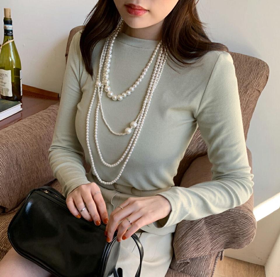 ボートネックリブTシャツ・全4色・b00098 レディース 【tops】韓国ファッション トップス Tシャツ 大人 長袖 ボートネック リブ クロップド丈 無地 シンプル 細身 スリム フェミニン カジュアル 秋 冬
