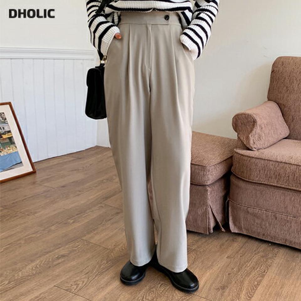 バックゴムワイドスラックス・全3色・t00111 レディース 【pt】韓国ファッション ボトムス ロング ロングパンツ スラックスパンツ スラックス バックゴム ワイド ハイウエスト 無地 シンプル 体型カバー フェミニン カジュアル 秋 冬