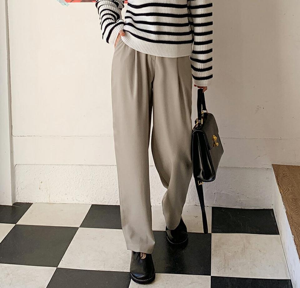 バックゴムワイドスラックス・全3色・t00111 レディース 【pt】韓国ファッション ボトムス ロング ロングパンツ スラックスパンツ スラックス バックゴム ワイド ハイウエスト 無地 シンプル 体型カバー フェミニン カジュアル 秋 冬