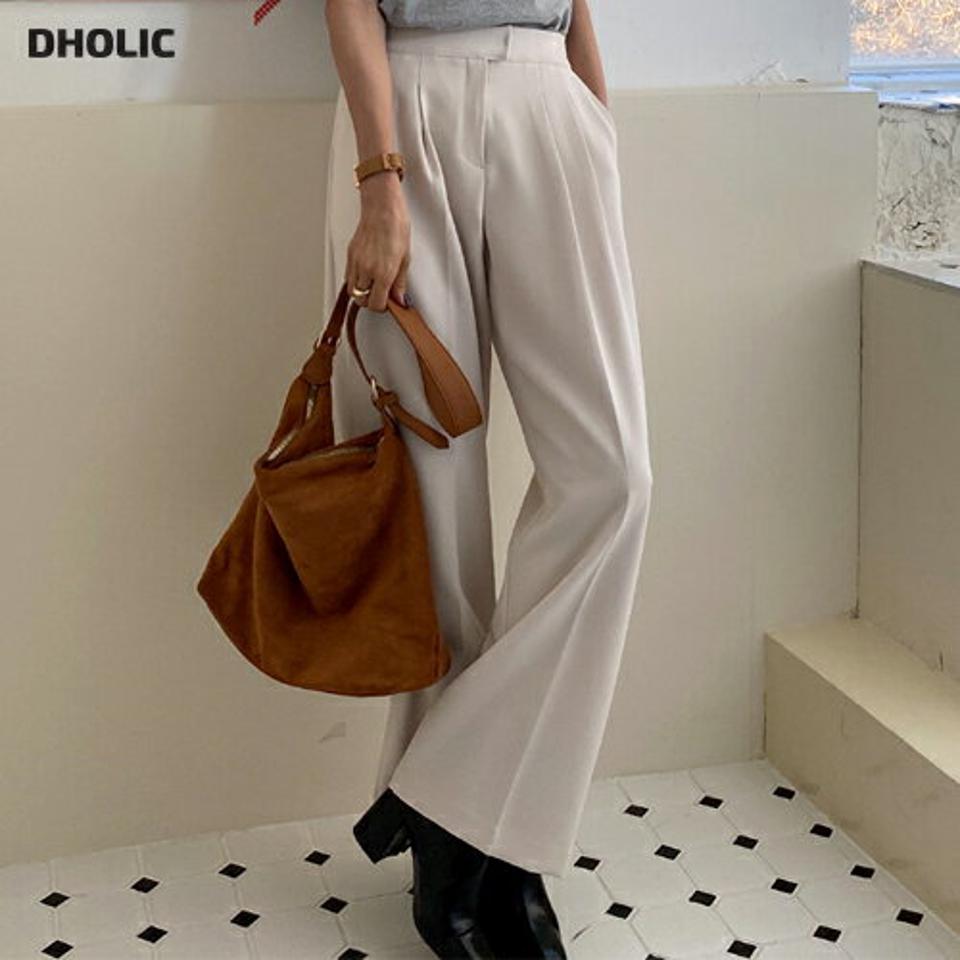 ツータックワイドスラックス・全3色・b66582 レディース 【pt】韓国ファッション ボトムス ロング ロングパンツ スラックスパンツ スラックス ツータック ワイド ストレート 無地 シンプル 体型カバー フェミニン カジュアル 秋 冬