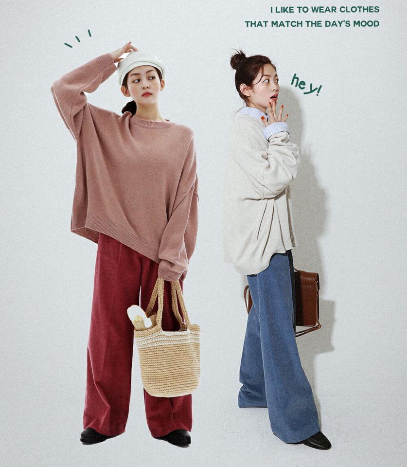 コーデュロイストレートパンツ・全3色・n00061 レディース 【pt】韓国ファッション ボトムス ロング ロングパンツ コーデュロイ ストレートパンツ ワンタック ハイウエスト シンプル フェミニン カジュアル 足長 秋 冬