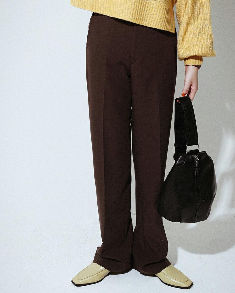 セミフレアスラックス・全3色・a00059 レディース 【pt】韓国ファッション ボトムス ロング ロングパンツ スラックスパンツ スラックス セミフレア ハイウエスト ベルトループ 無地 ベーシック シンプル フェミニン カジュアル 秋 冬